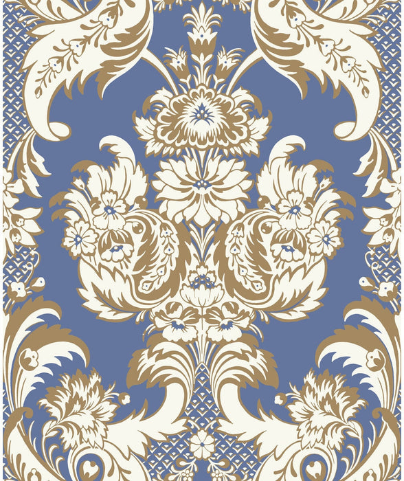 Cole & Son Wyndham Blue And Gold Wallpaper Sample 94/3016.CS.0