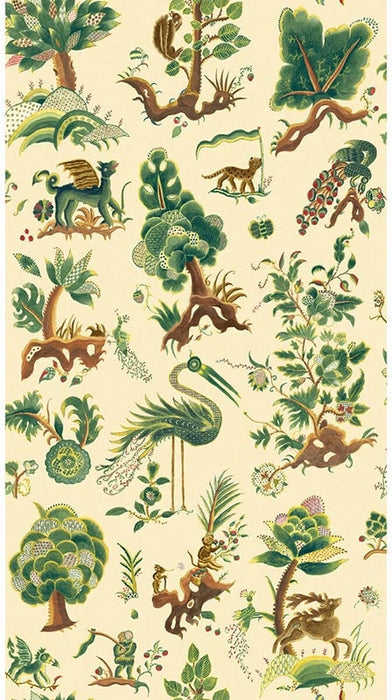 GP & J Baker Gertrude Document Green Wallpaper Sample BW45127.1.0