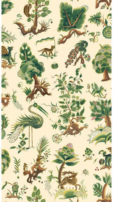 GP & J Baker Grand Gertrude Document Green Wallpaper Sample BW45137.1.0