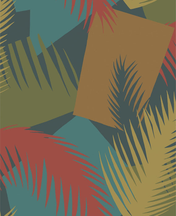 Cole & Son Deco Palm Red And Blue Wallpaper Sample 105/8039.CS.0