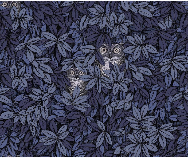 Cole & Son Foglie E Civette Midnight Wallpaper Sample 123/11053.CS.0