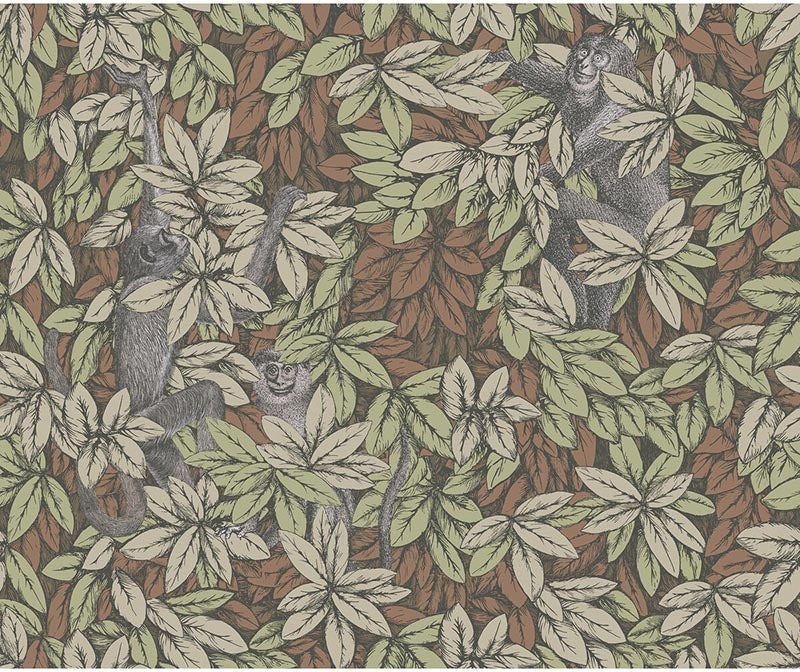 Cole & Son Foglie E Scimmie Orange Wallpaper Sample 123/10047.CS.0