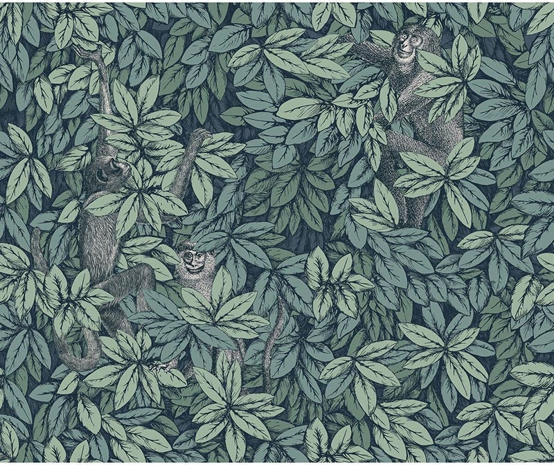 Cole & Son Foglie E Scimmie Viridian Wallpaper Sample 123/10046.CS.0