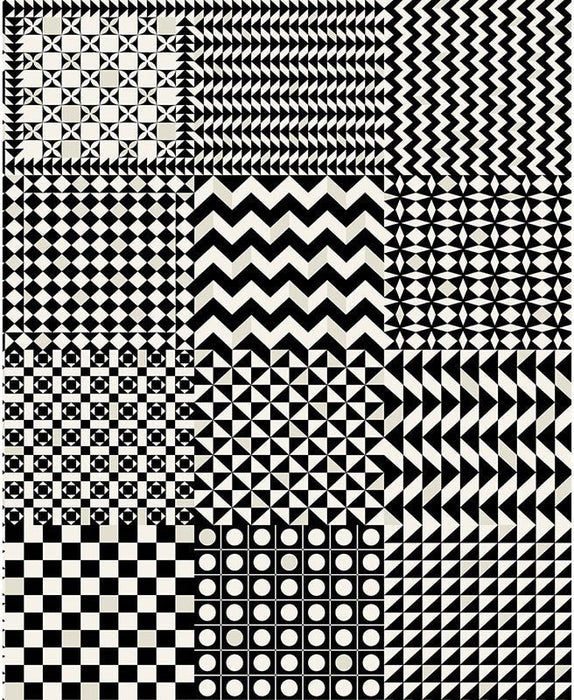 Cole & Son Geometrico Black & White Wallpaper Sample 123/7032.CS.0