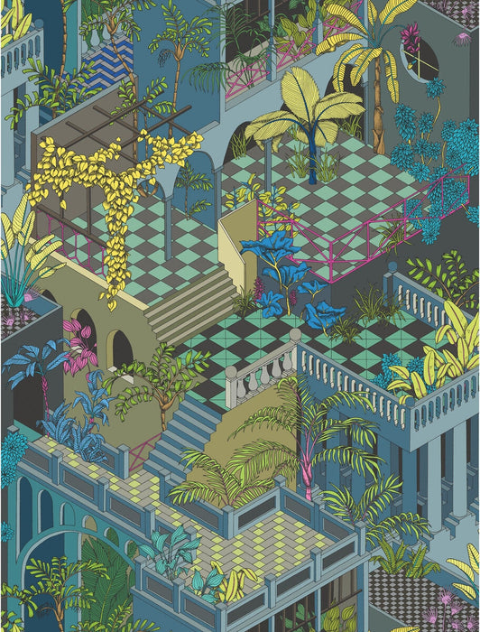 Cole & Son Miami Navy And Pink Wallpaper Sample 105/4018.CS.0