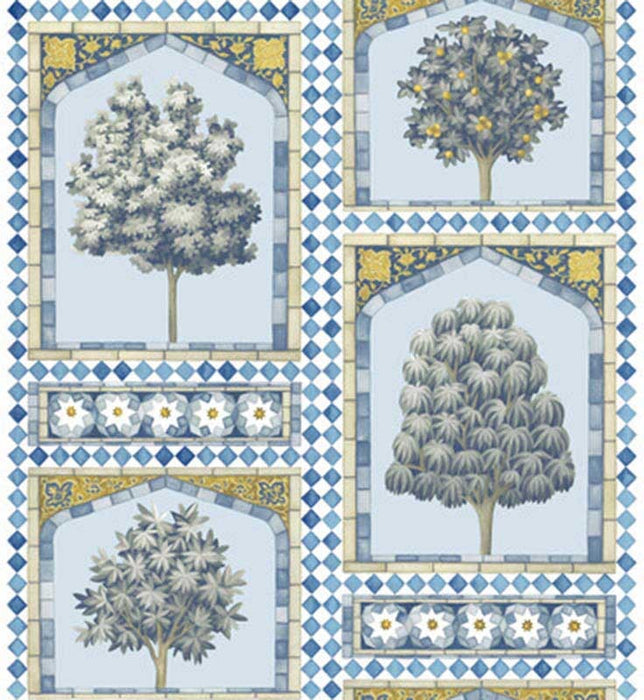 Cole & Son Sultan's Palace China Blue & Ochre Wallpaper Sample 113/10029.CS.0