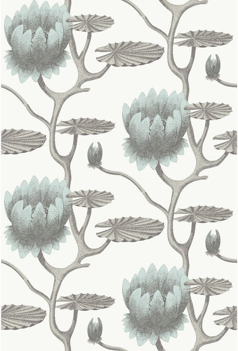 Cole & Son Summer Lily Aqua/White Wallpaper Sample 95/4022.CS.0