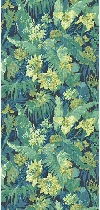 GP & J Baker Tropical Floral Indigo/Teal Wallpaper Sample BW45132.6.0