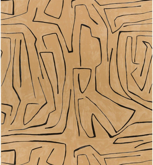 Lee Jofa Modern Graffito Sand/Black Wallpaper Sample GWP-3501.68.0
