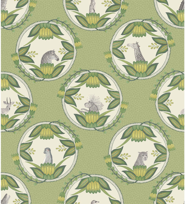 Cole & Son Ardmore Cameos Green Wallpaper Sample 109/9042.CS.0