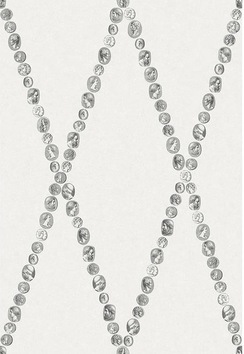 Cole & Son Cammei Black & White Wallpaper Sample 123/4021.CS.0