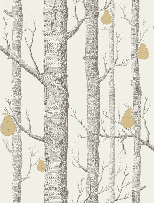 Cole & Son Woods & Pears Charcl/Lin/Gld Wallpaper Sample 95/5032.CS.0