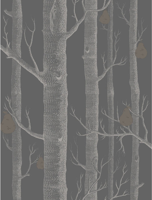 Cole & Son Woods & Pears Gilver/Black Wallpaper Sample 95/5031.CS.0