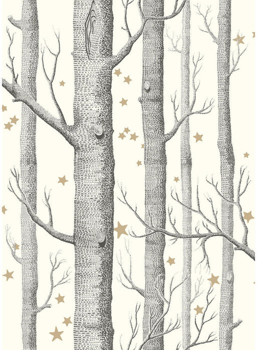 Cole & Son Woods & Stars Black &White Wallpaper Sample 103/11050.CS.0