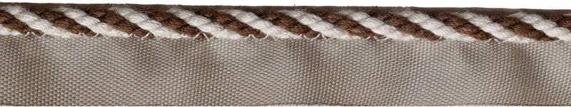 Lee Jofa Strpd Cable Cord Flax & Bronze Trim Sample TL10188.166.0