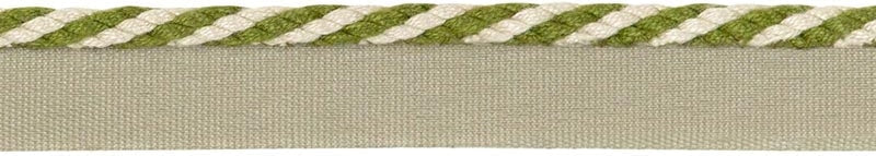 Lee Jofa Strpd Cable Cord Flax & Olivegrn Trim Sample TL10188.1623.0