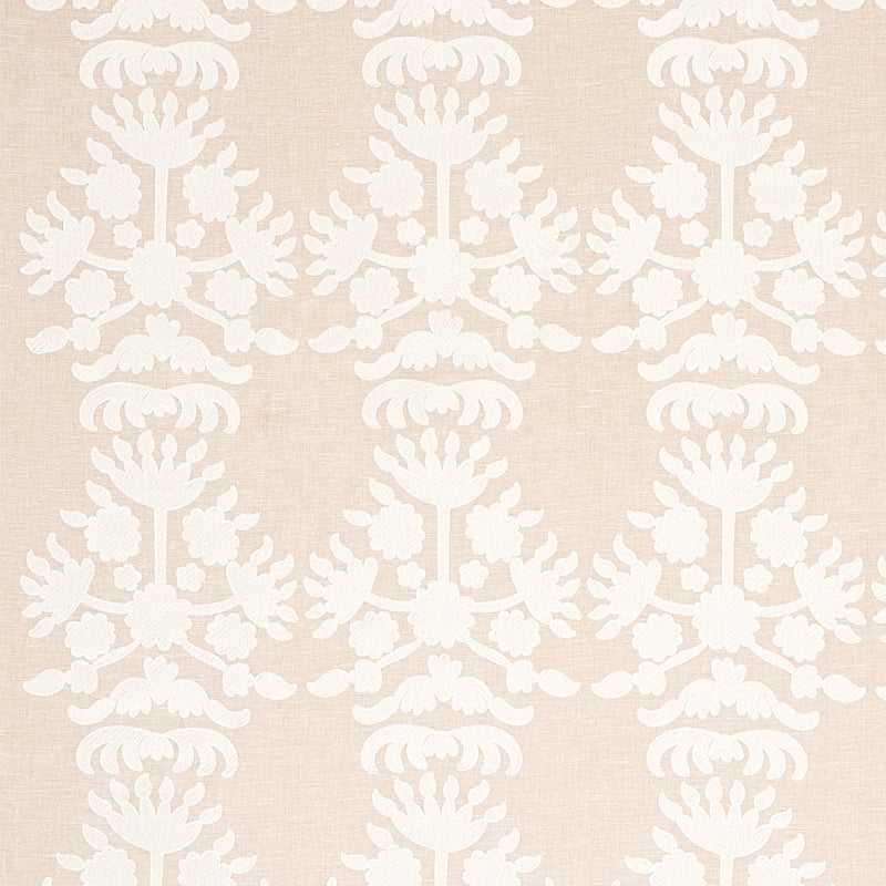 Schumacher Cybele Embroidery Natural Fabric Sample 79472