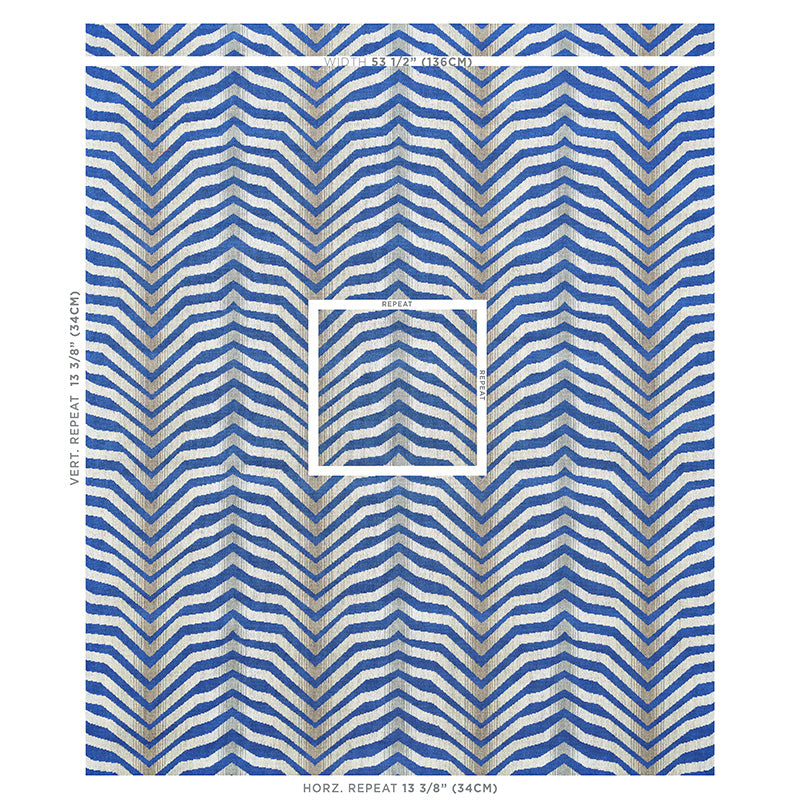 Schumacher Arcure Epingle Cobalt Fabric Sample 79520