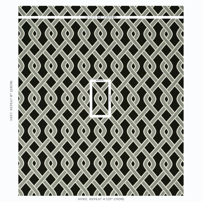 Schumacher Cleo Trellis Indoor/Outdoor Black Fabric Sample 79571