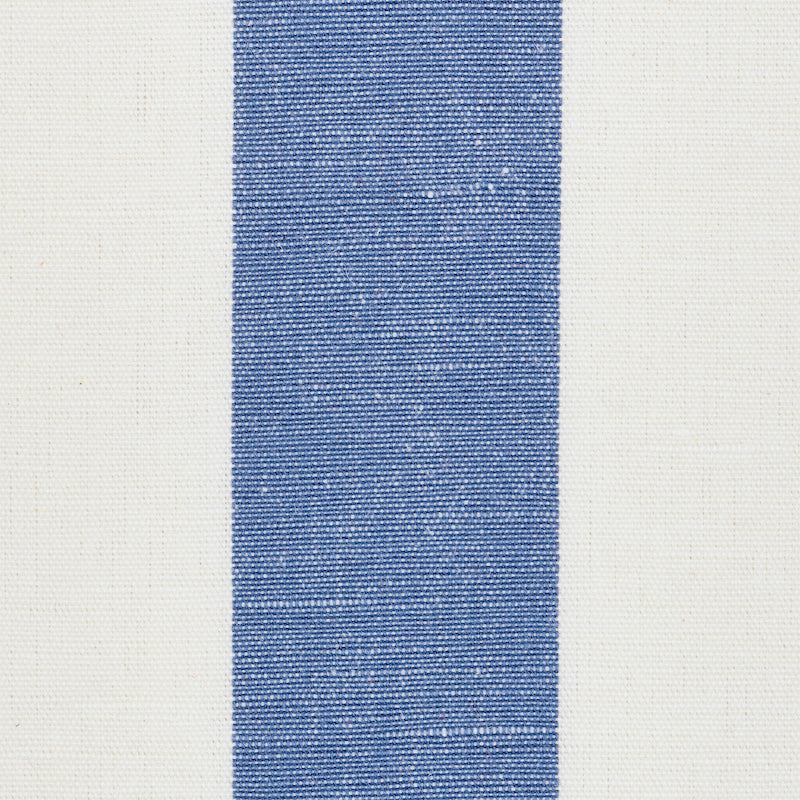 Schumacher Lolland Linen Stripe Sky & Coral Fabric Sample 79662