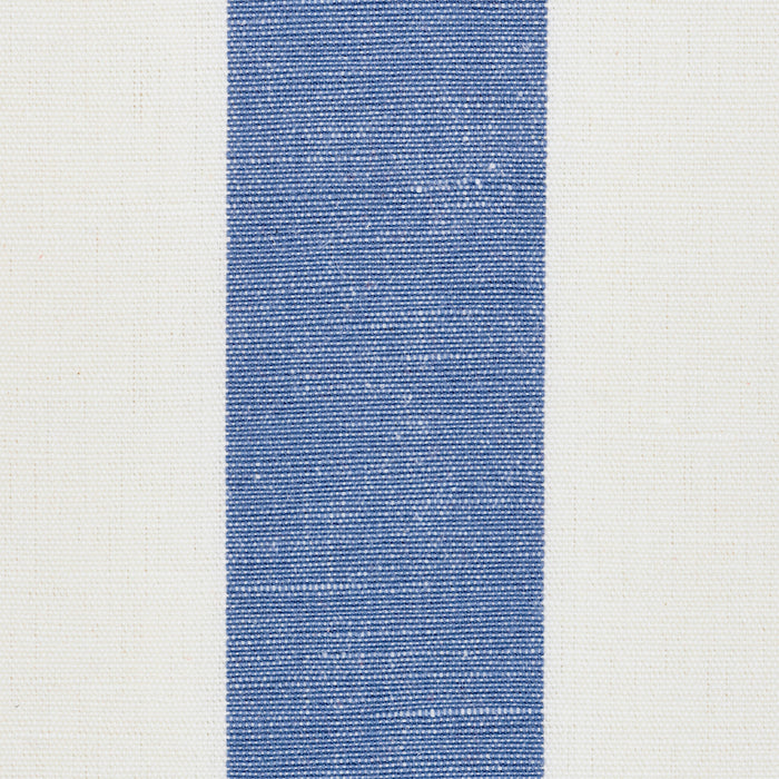 Schumacher Lolland Linen Stripe Sky & Coral Fabric Sample 79662
