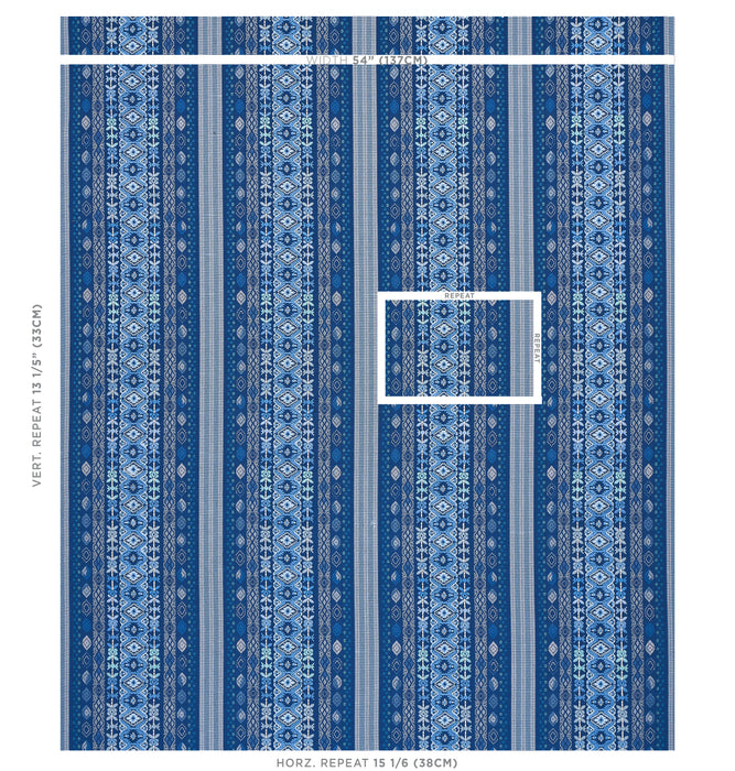 Schumacher Cosima Embroidery Blue Multi Fabric Sample 79680