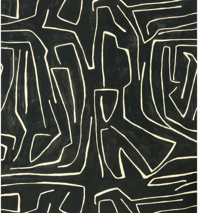 Lee Jofa Modern Graffito Onyx/Beige Wallpaper GWP-3501.816.0