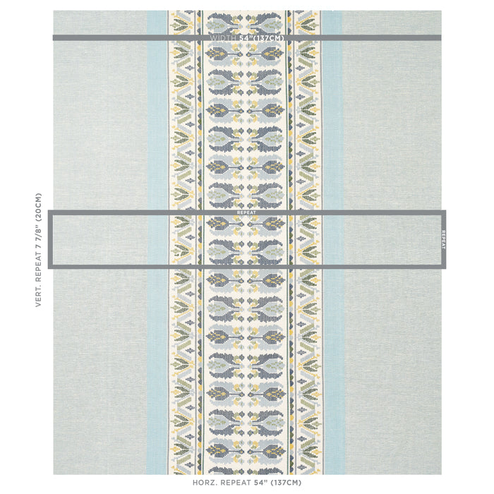 Schumacher Sandor Stripe Embroidery Chambray Fabric 79830
