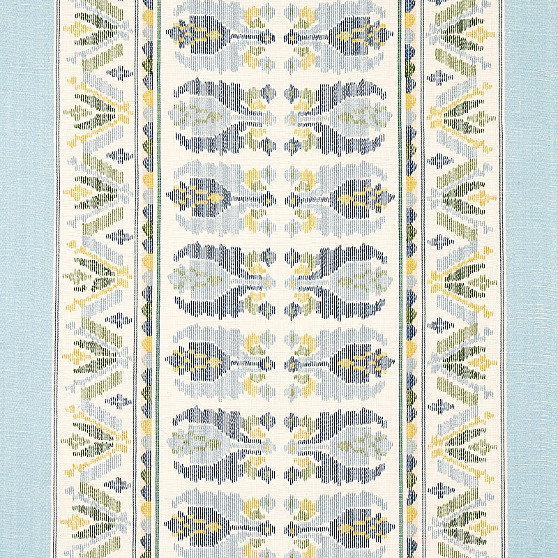 Schumacher Sandor Stripe Embroidery Chambray Fabric 79830