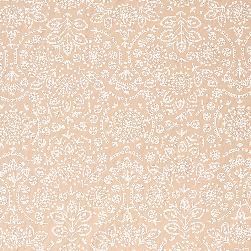 Schumacher Tiana Embroidery Natural Fabric Sample 79861