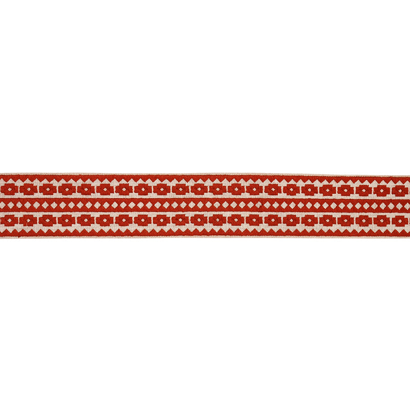 Schumacher Talitha Tape Terracotta On Natural Trim Sample 79921