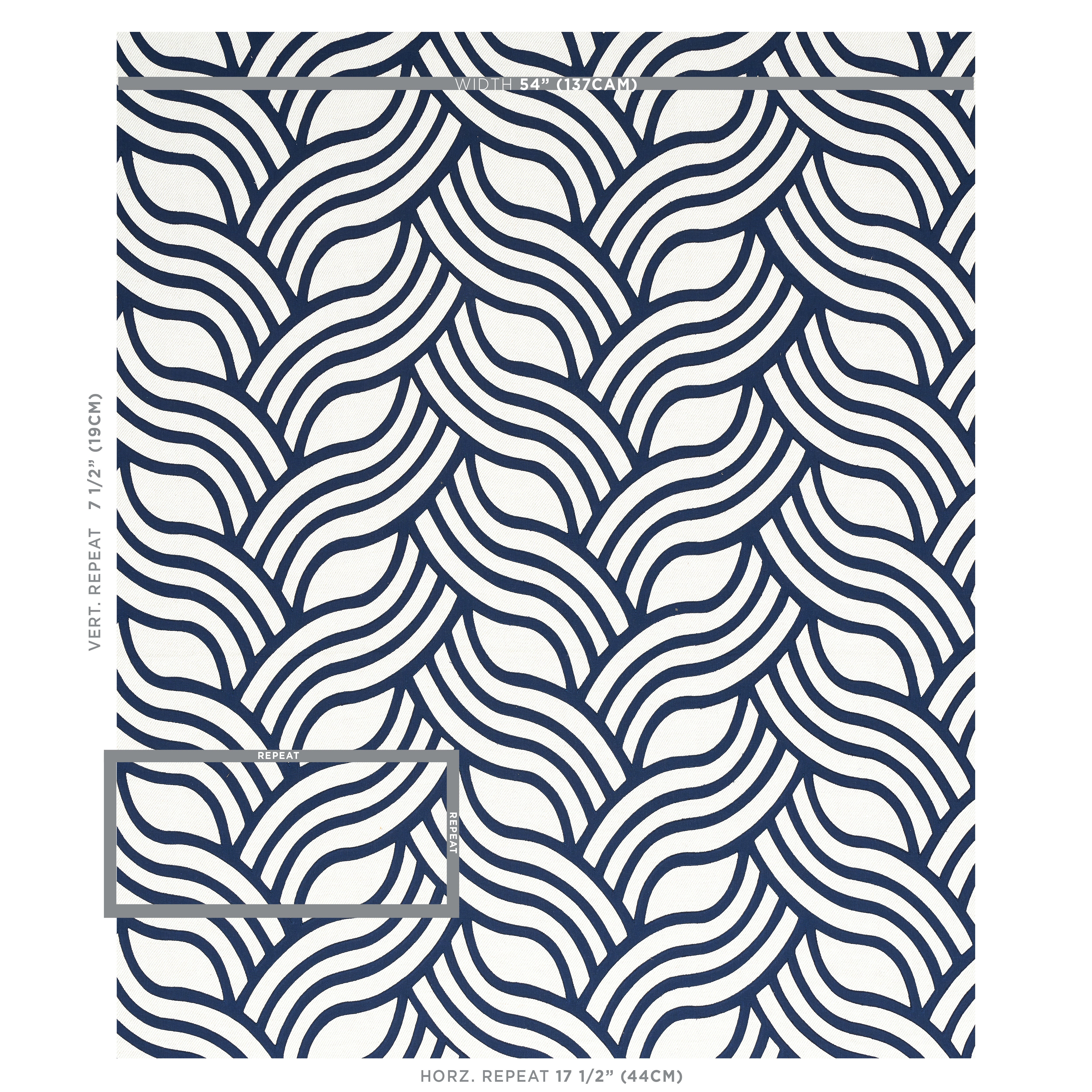 Schumacher Sangomar Applique Navy Fabric 79951