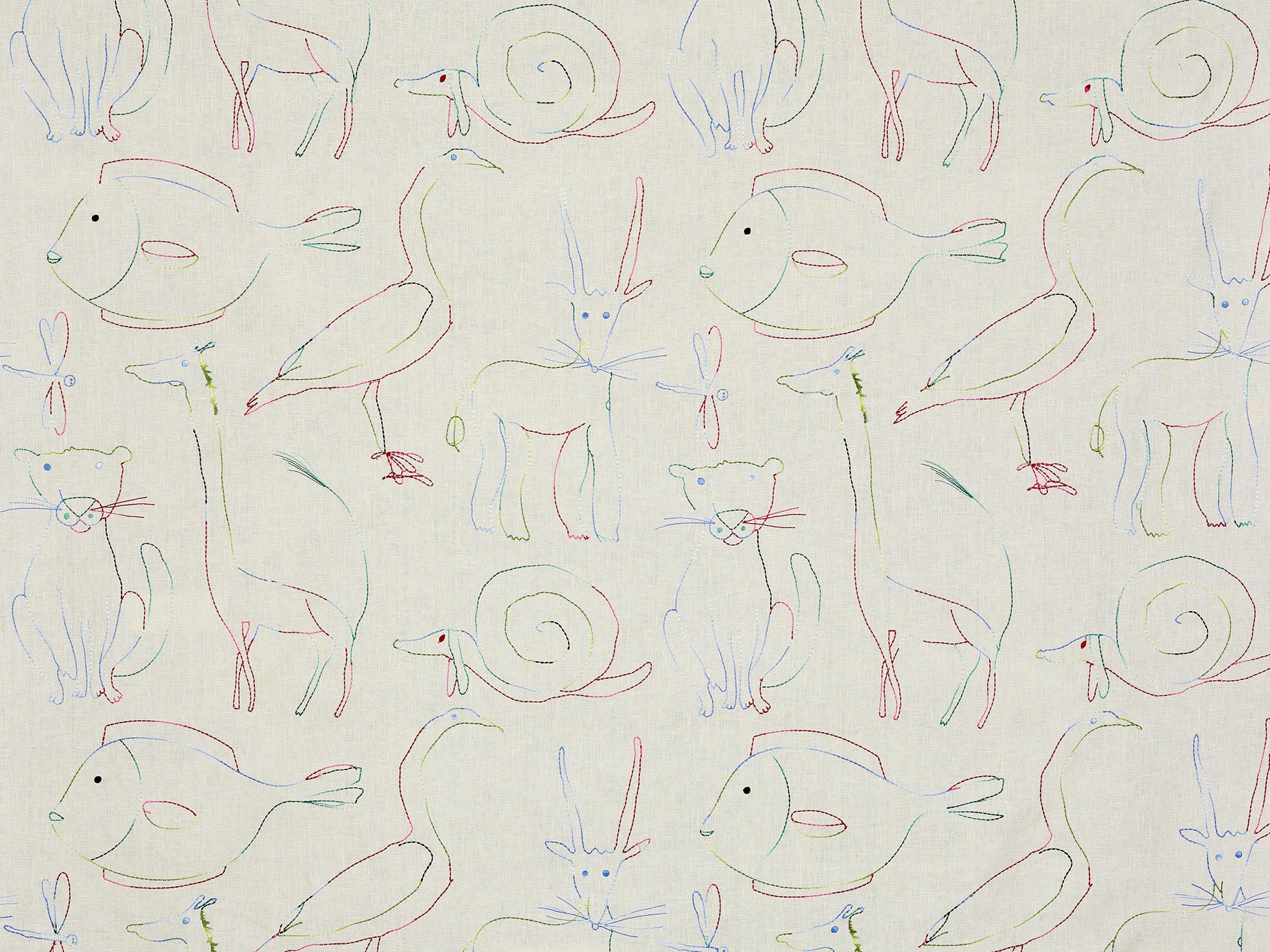 Pierre Frey Bestiaire Enchante Multicolore Fabric F3558001