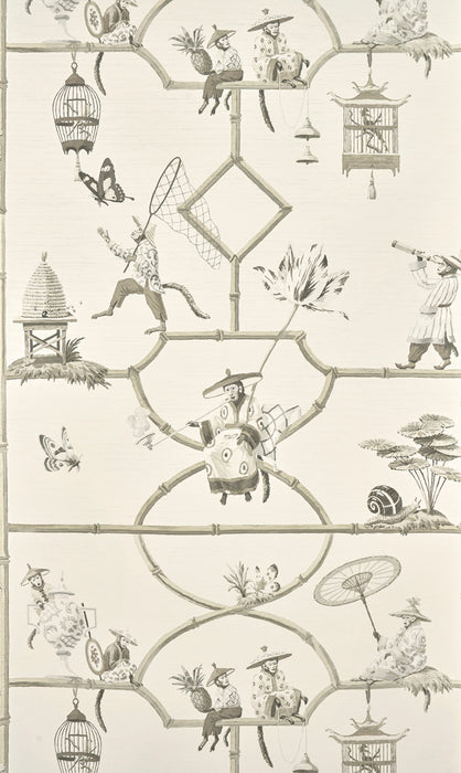 Pierre Frey Les Singes Savants Porcelaine Wallpaper Sample FP770005