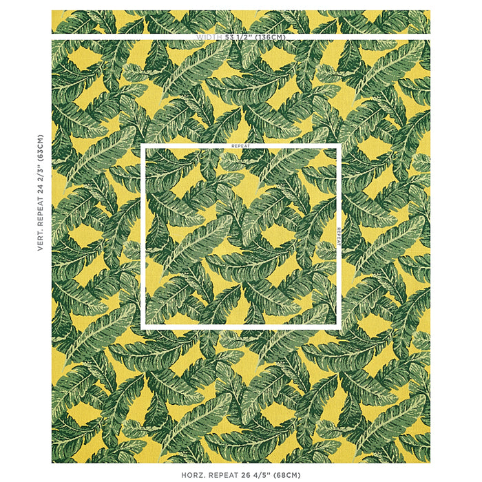 Schumacher Tropical Leaf Epingle Green & Yellow Fabric 80091