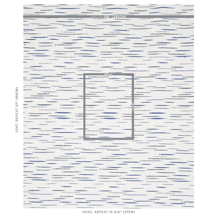Schumacher Leland Stripe Blue Fabric Sample 80141