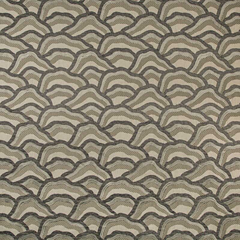 Brunschwig & Fils Les Rizieres Emb Silver/Charcoal Fabric Sample 8017127.1121.0