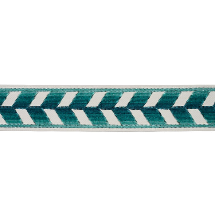 Schumacher Chevron Strie Velvet Tape Peacock Trim 80181