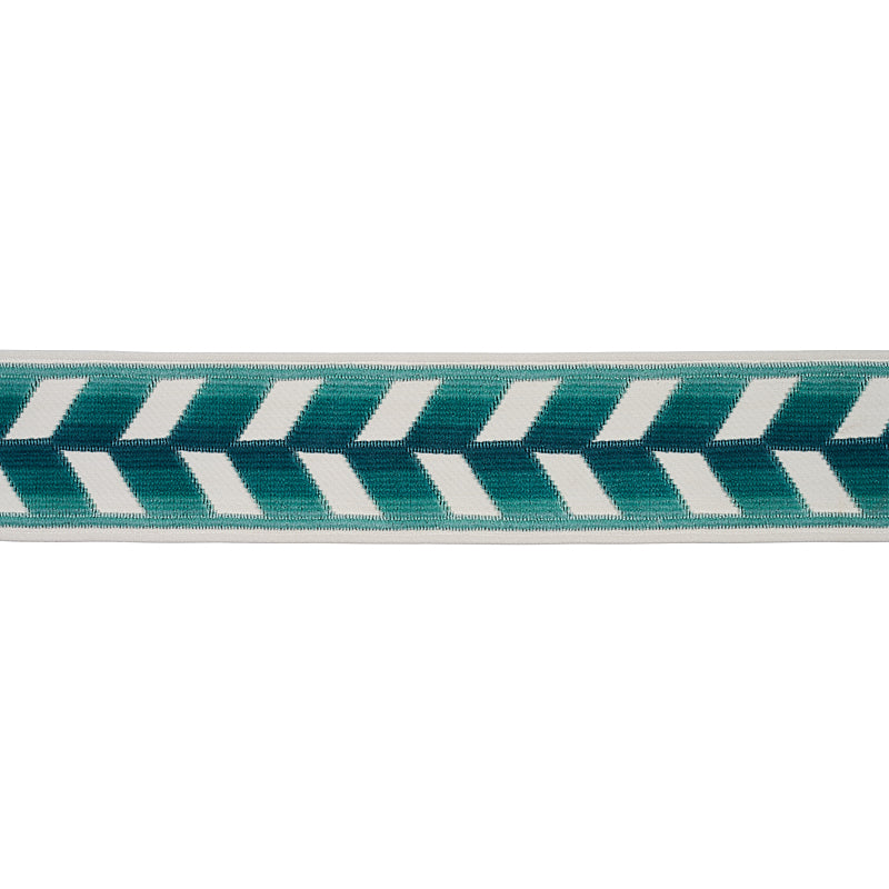 Schumacher Chevron Strie Velvet Tape Peacock Trim Sample 80181