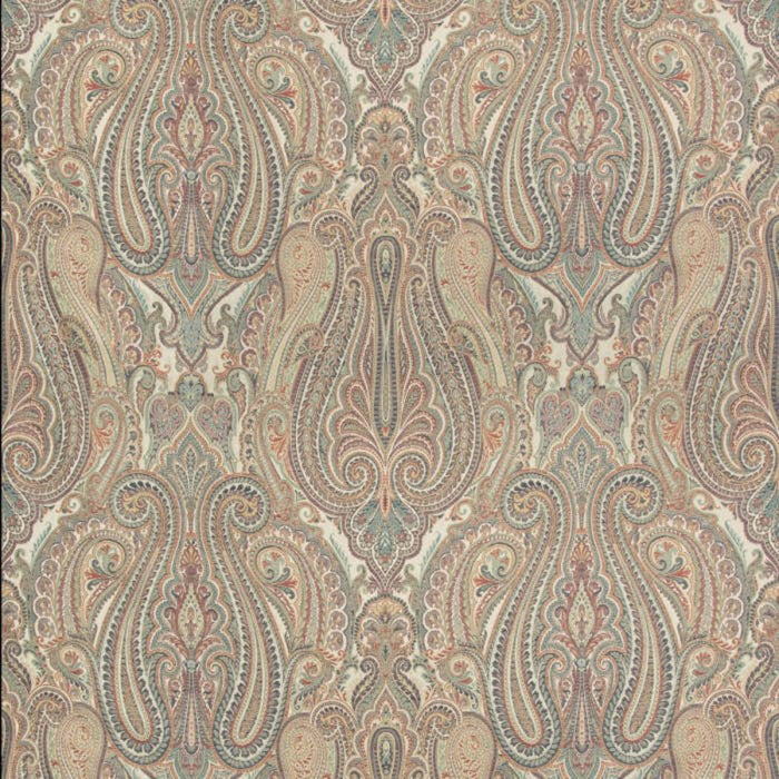 Brunschwig & Fils Aoria Paisley Red/Indigo Fabric Sample 8018113.195.0