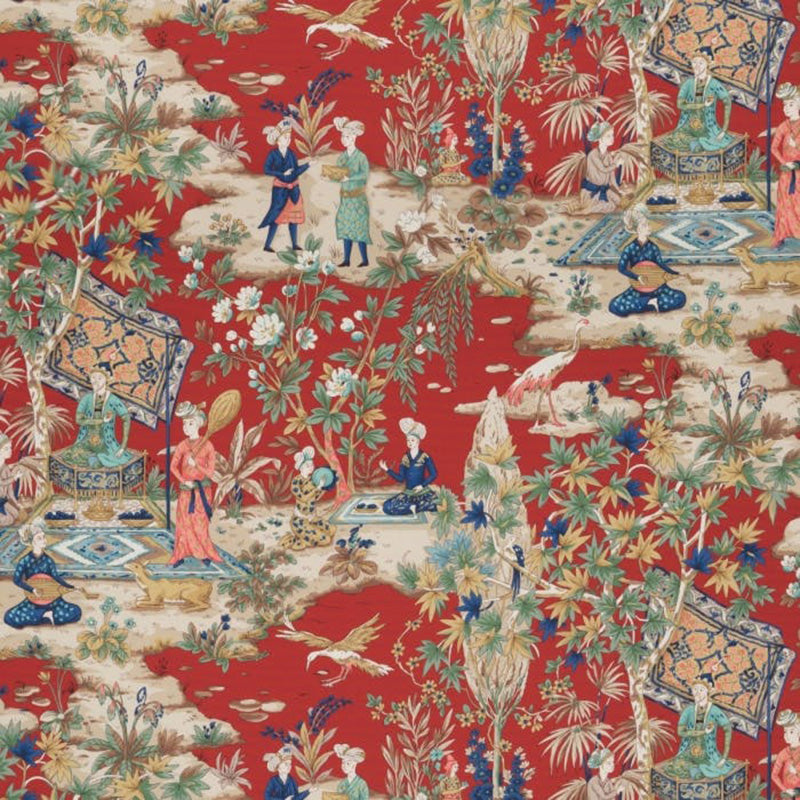 Brunschwig & Fils Lodi Garden Print Red Fabric Sample 8018119.19.0