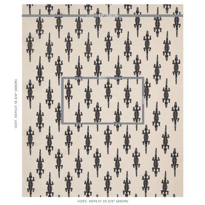 Schumacher Baracoa Embroidery Black Fabric 80200