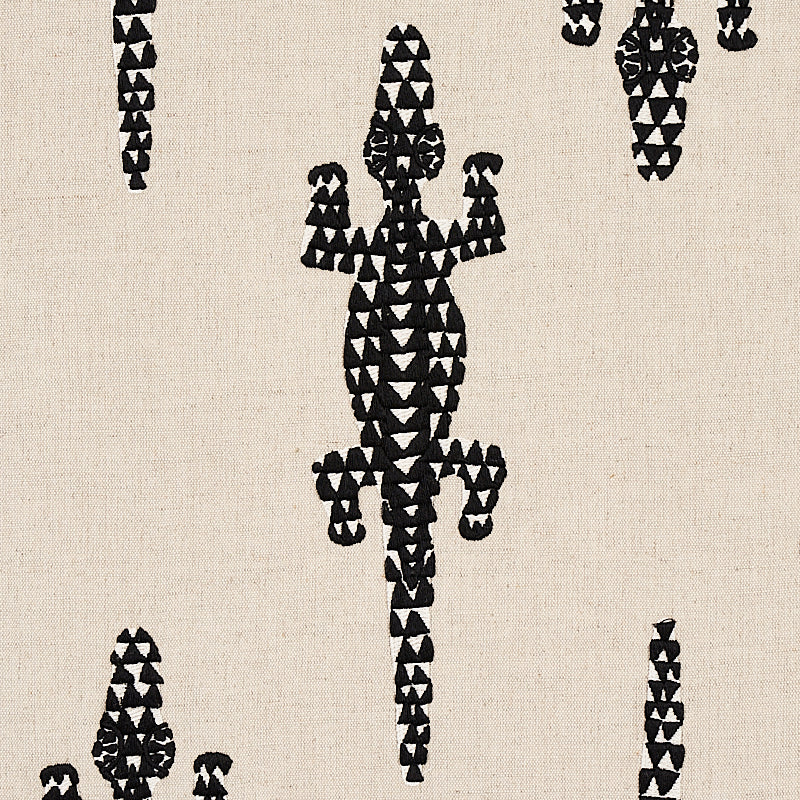 Schumacher Baracoa Embroidery Black Fabric 80200