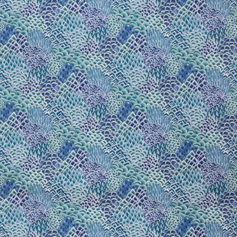 Brunschwig & Fils Katibi Print Turquoise Fabric Sample 8020104.13.0