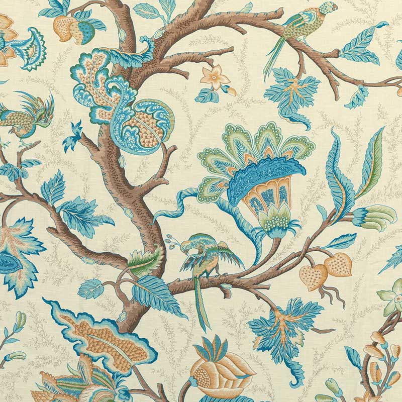 Brunschwig & Fils Louverne Print Aqua Fabric Sample 8020121.113.0