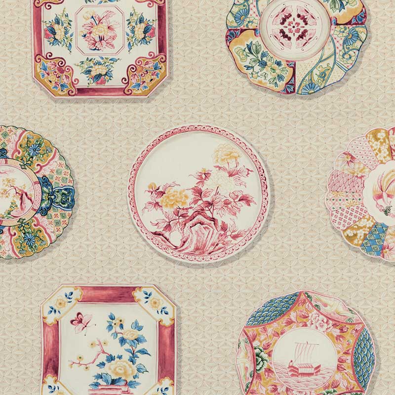 Brunschwig & Fils Bonchamp Print Red Fabric Sample 8020128.194.0
