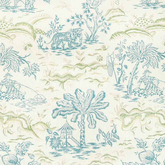Brunschwig & Fils Valensole Print Teal/Leaf Fabric Sample 8022101.353.0