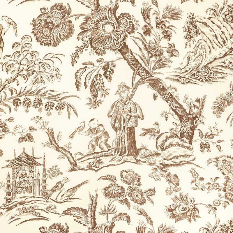 Brunschwig & Fils Marcel Print Brown Fabric Sample 8023104.6.0
