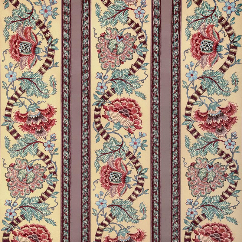 Brunschwig & Fils Lauris Print Beige/Teal Fabric Sample 8023106.1635.0