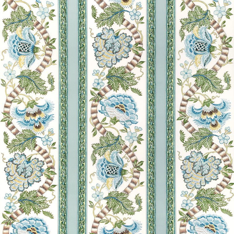 Brunschwig & Fils Lauris Print Aqua/Leaf Fabric Sample 8023106.353.0